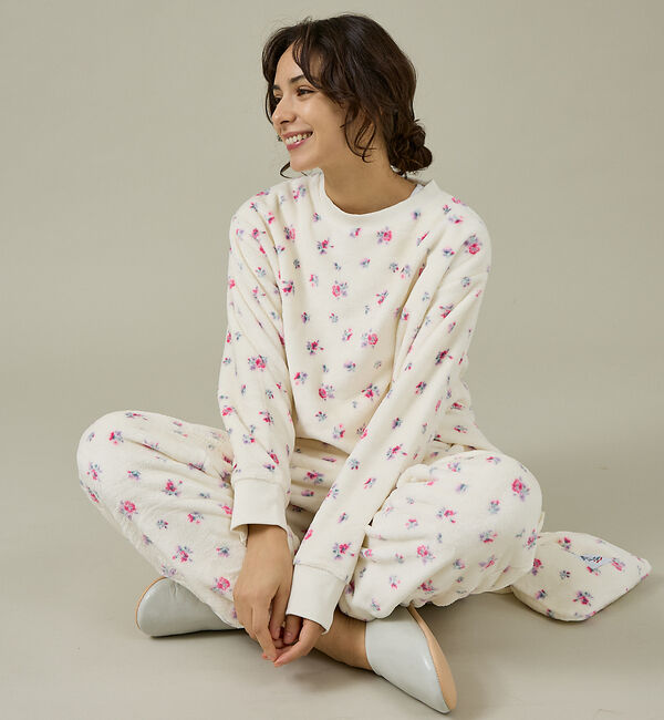 Rouge vif「【JEMORGAN / ジェーイーモーガン】フリース花柄長袖＆パンツ＆巾着3点セ」|スウェット・ジャージ|パープル