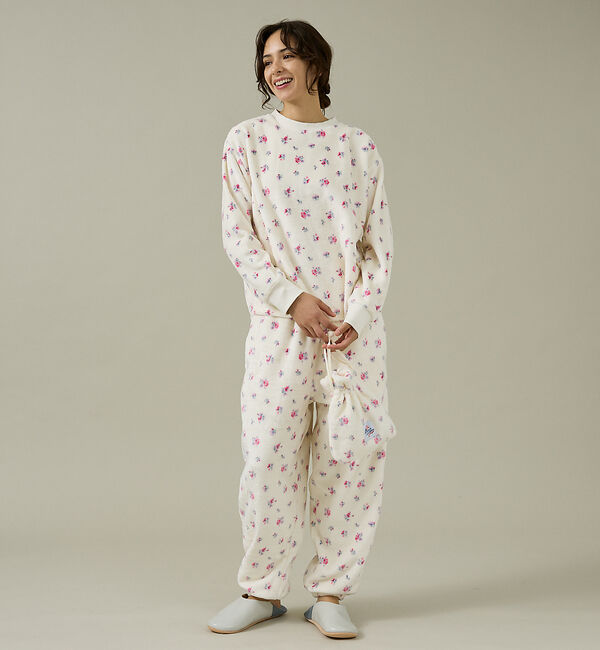 Rouge vif「【JEMORGAN / ジェーイーモーガン】フリース花柄長袖＆パンツ＆巾着3点セ」|スウェット・ジャージ|