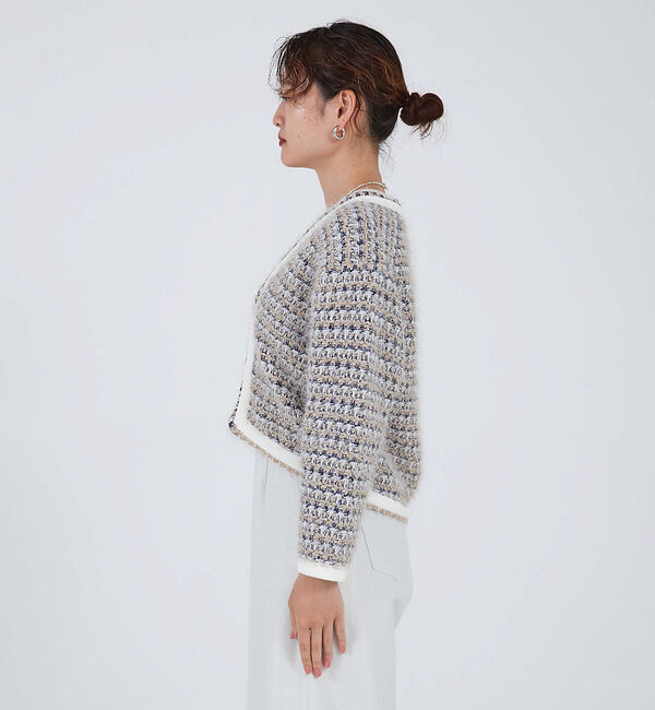 qualite「ツィードニットカーディガン」|カーディガン|