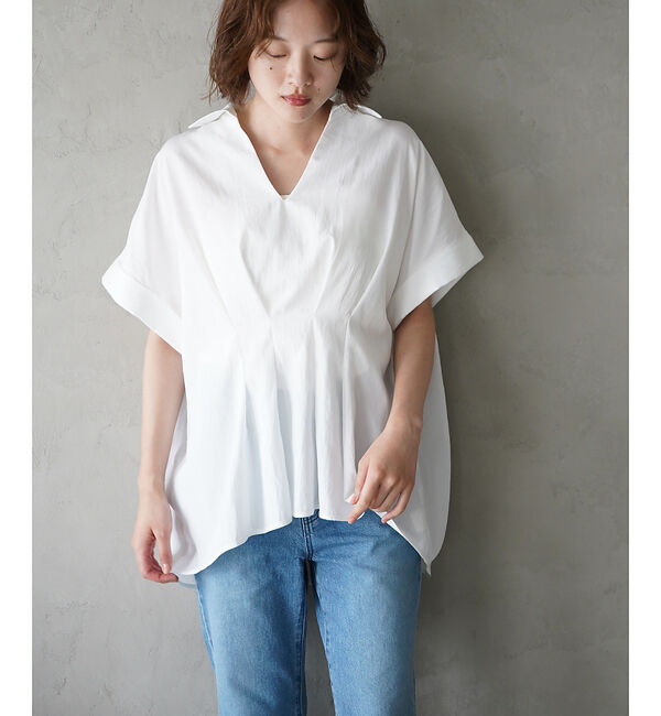 qualite「ウエストタックスキッパー半袖シャツ」|シャツ・ブラウス|