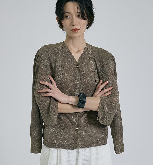 qualite「【昨年大人気アイテム！新色追加】ラメニットカーディガン」|カーディガン|ブラウン