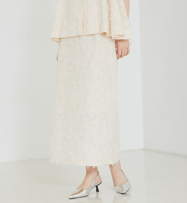 SELFIST「ウエスト切替ジャガードロングスカート」|スカート|アイボリー