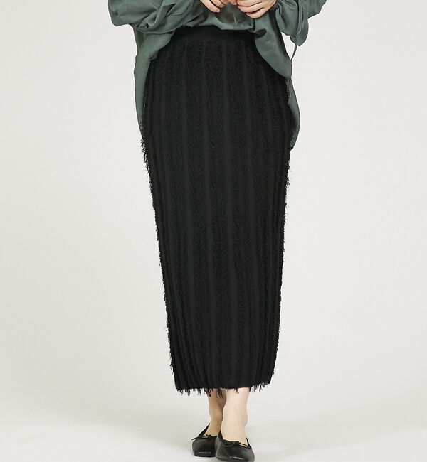 abahouse mavie「【WEB Domani掲載】【セットアップ対応】フリンジニットタイトスカート」|スカート|ブラック
