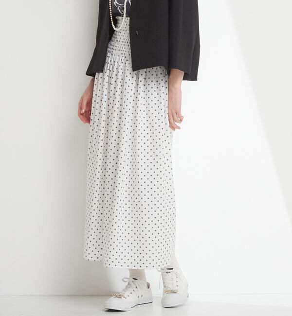 TIARA「ドットプリント2WAYスカート」|スカート|ホワイト