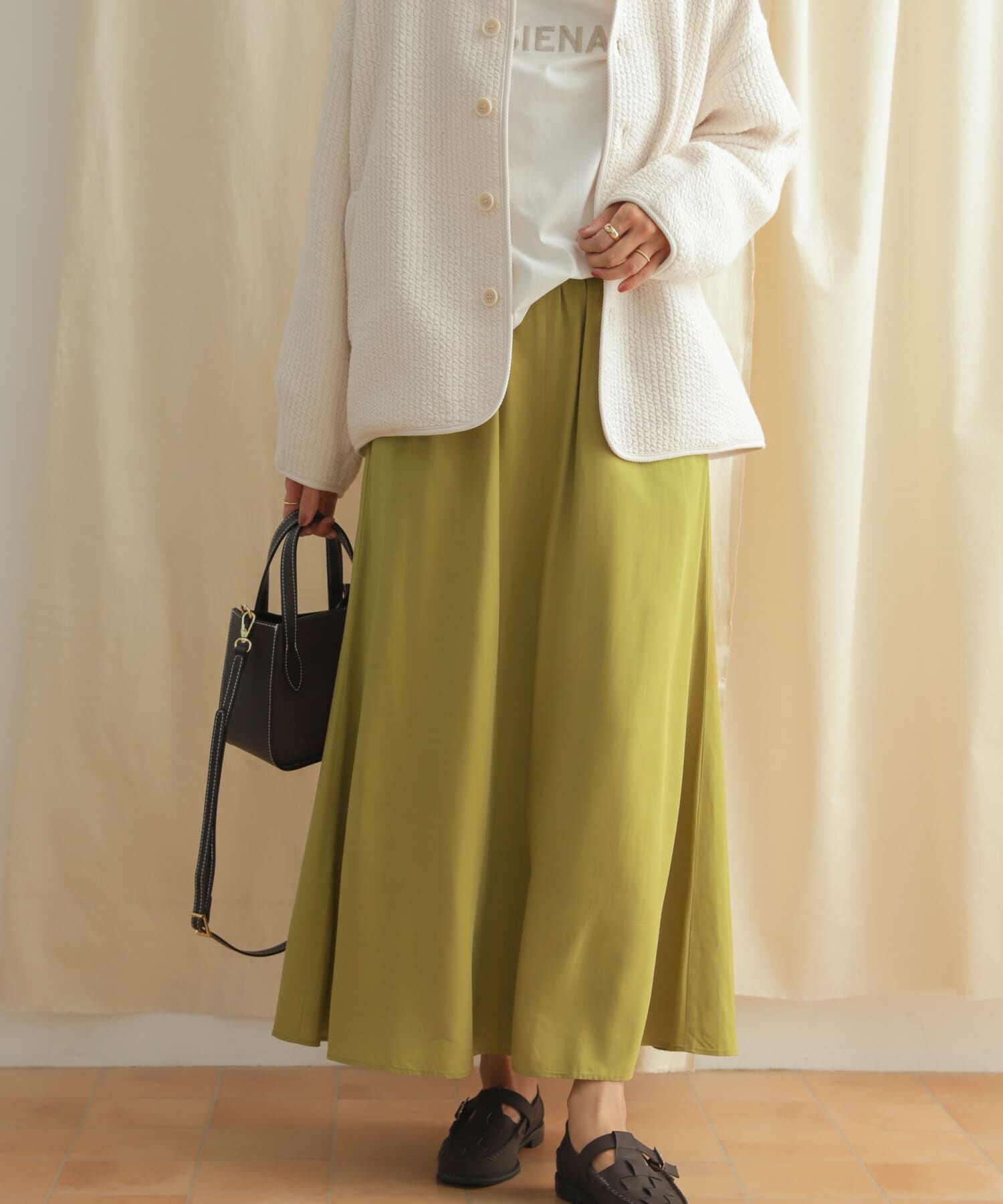 URBAN RESEARCH DOORS「フレアロングスカート」|スカート|グリーン系その他