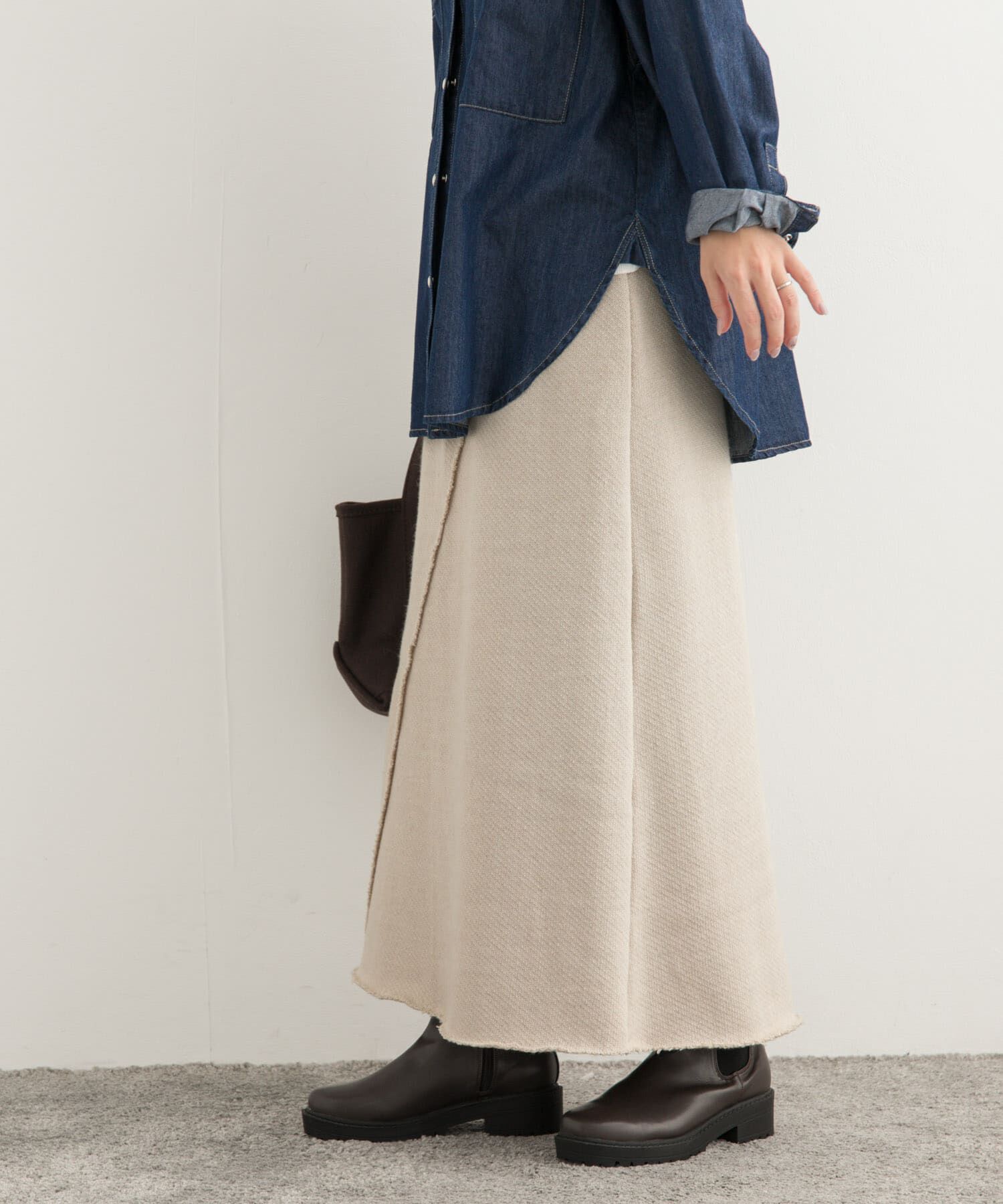 URBAN RESEARCH DOORS「ローゲージインレイイージースカート」|スカート|ライトベージュ