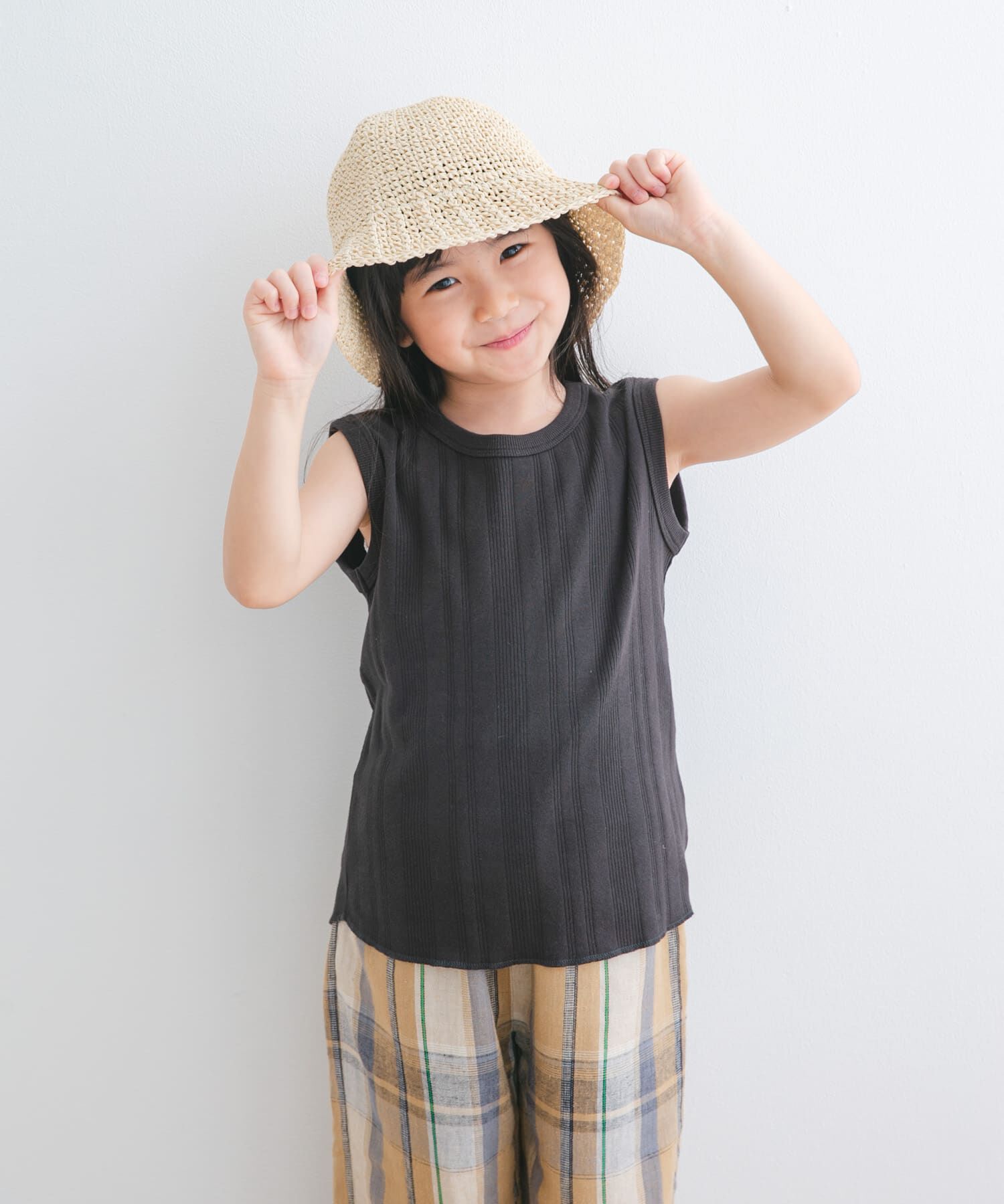 URBAN RESEARCH DOORS「『WEB/一部店舗限定サイズ』ノースリーブランダムリブカットソー(KIDS)」|その他|チャコールグレー