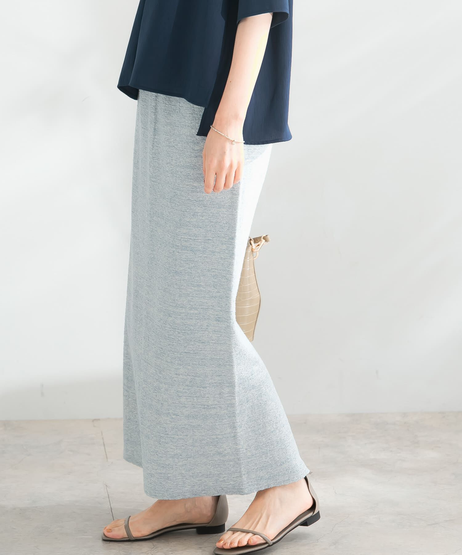 URBAN RESEARCH ROSSO「ランダムパイルスリットスカート」|スカート|ブルー系その他