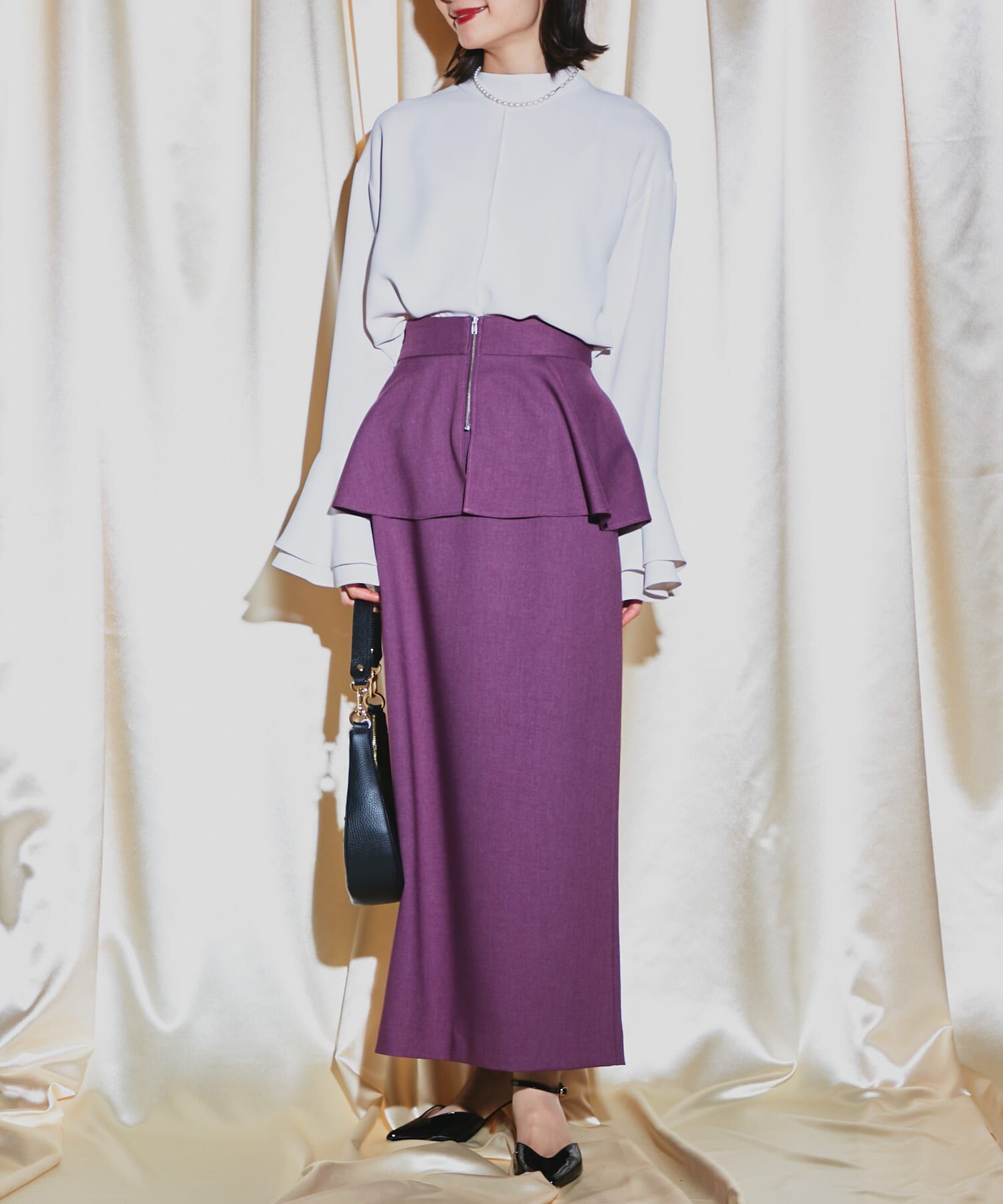 URBAN RESEARCH ROSSO「ペプラムデザインスカート」|スカート|パープル系その他