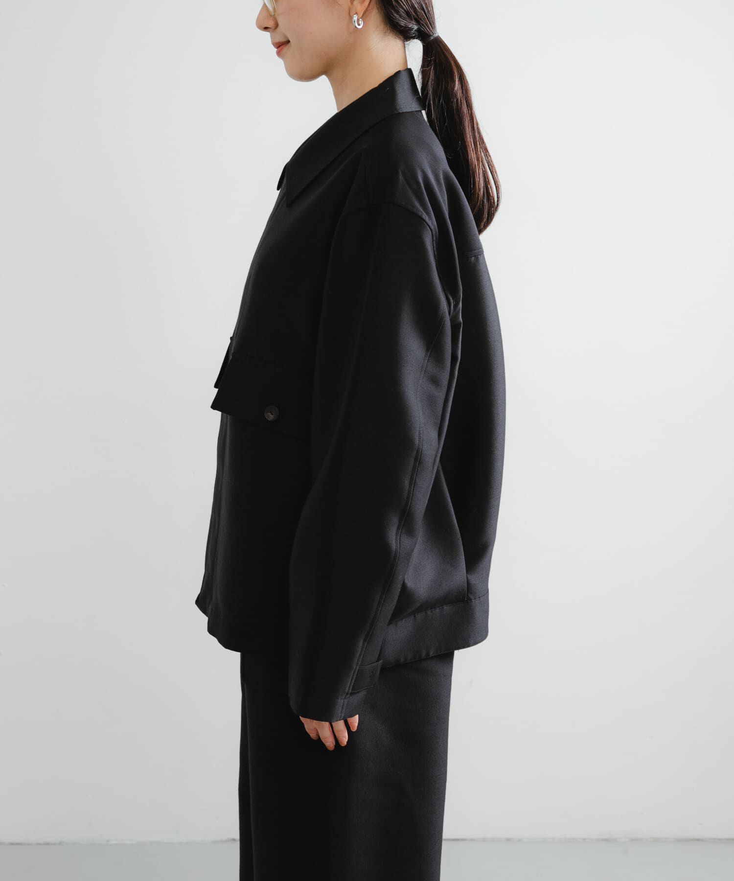 URBAN RESEARCH「new basic　WOOL SILK BOX JACKET」|ノーカラーコート|