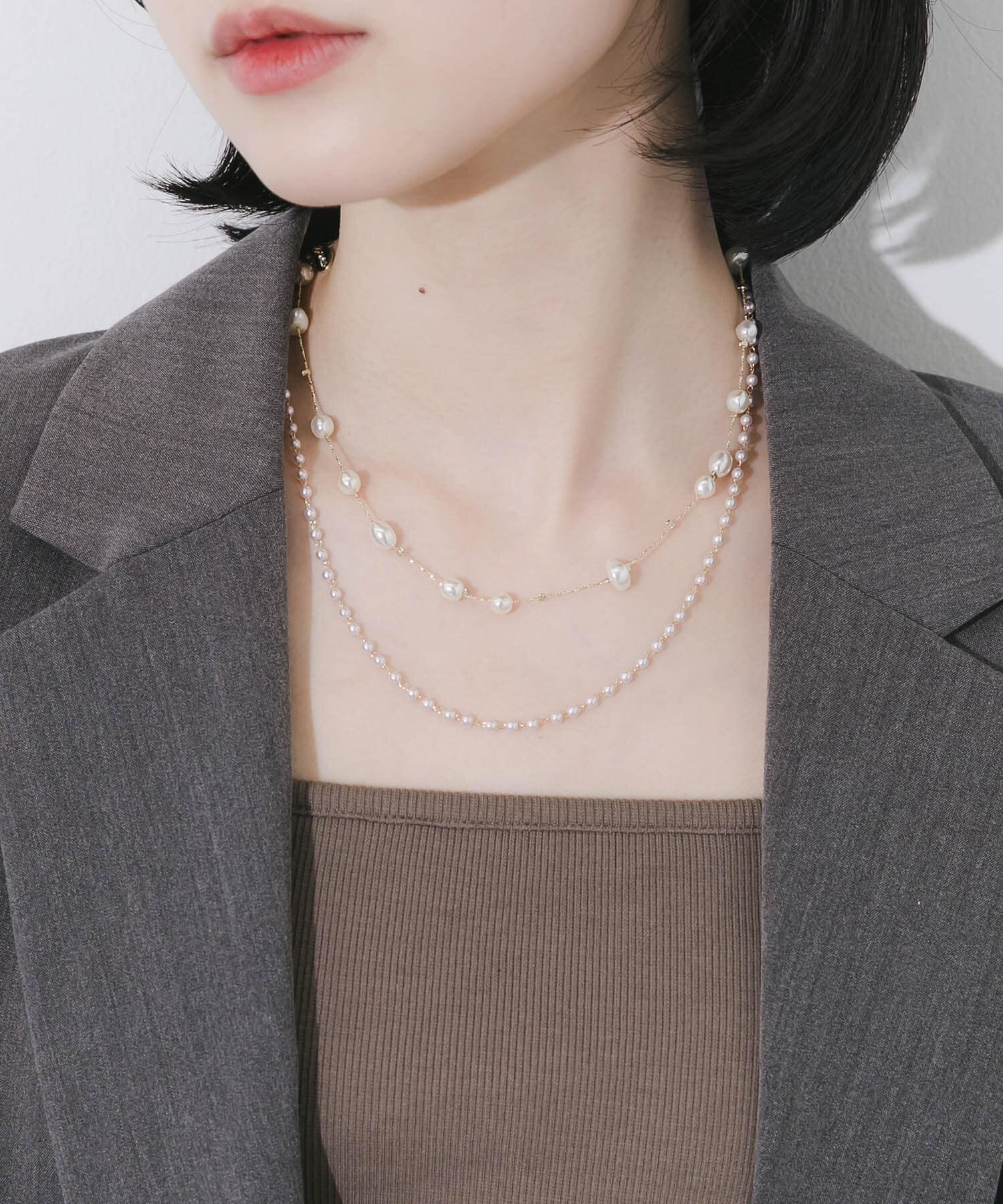 SMELLY「2セットパールネックレス」|ネックレス|