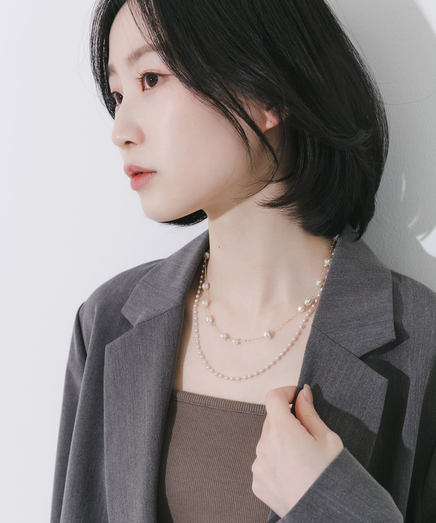 SMELLY「2セットパールネックレス」|ネックレス|