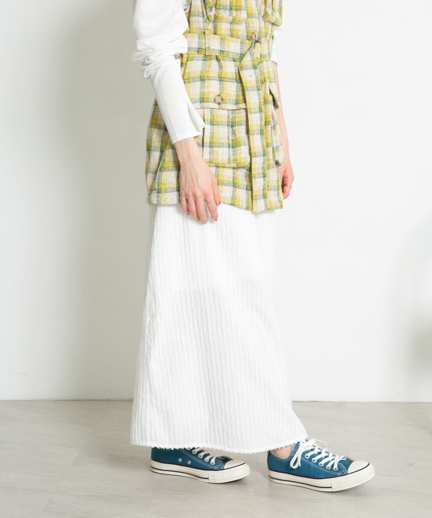  「ストライプジャガードフレアスカート」|スカート|