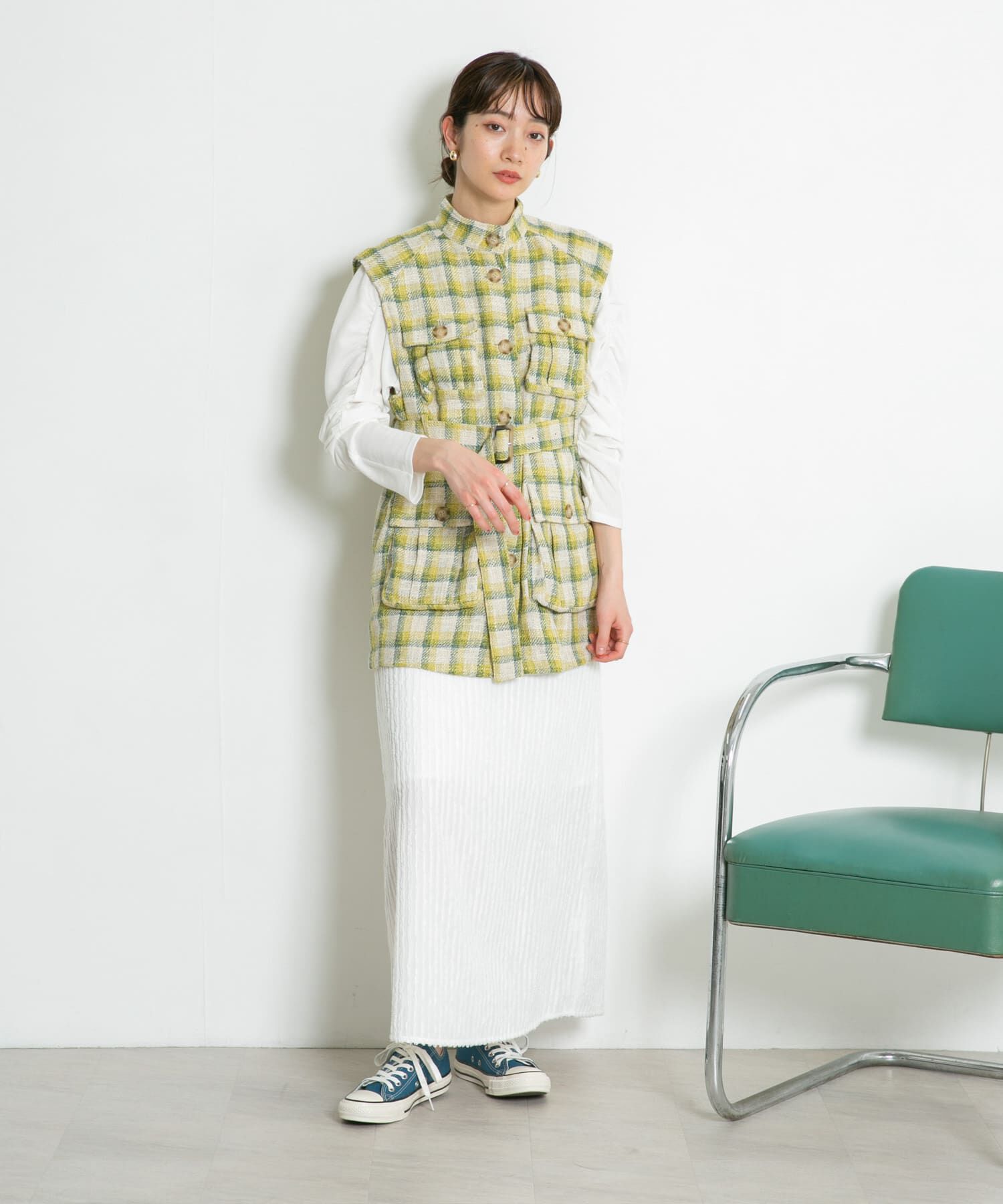  「ストライプジャガードフレアスカート」|スカート|