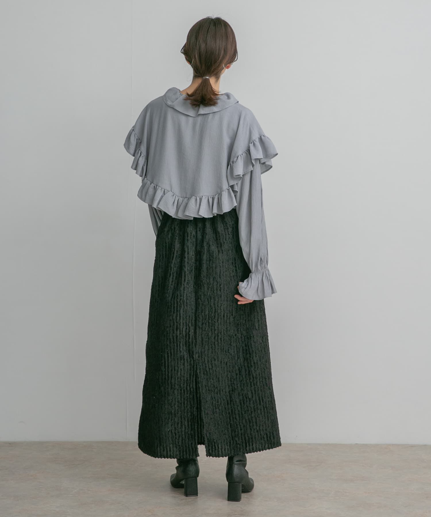  「ストライプジャガードフレアスカート」|スカート|