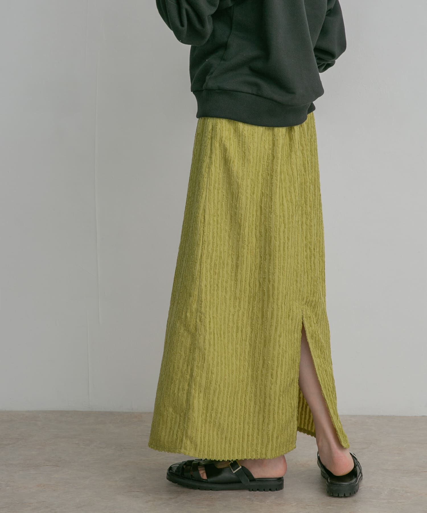  「ストライプジャガードフレアスカート」|スカート|