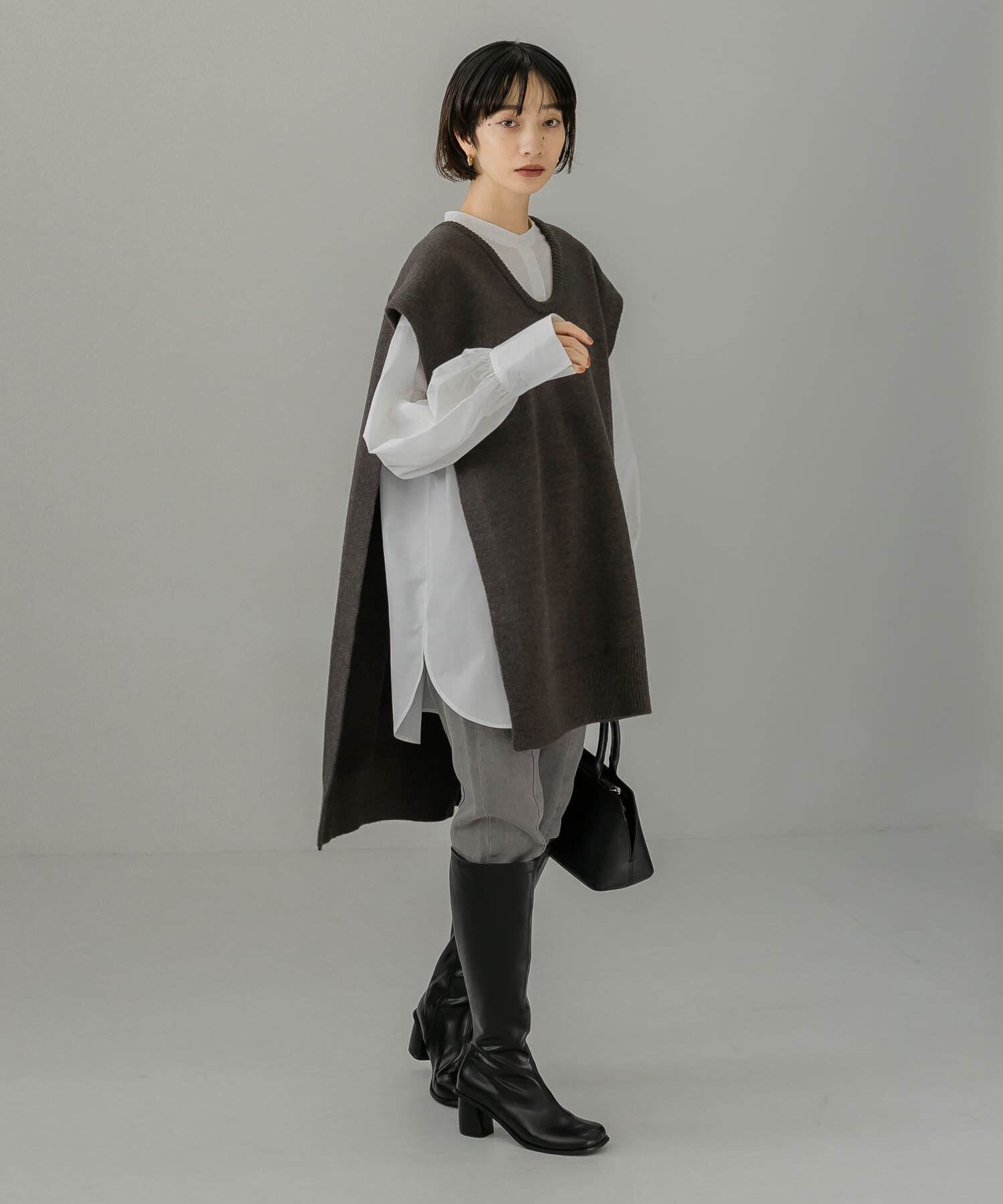  「フェイクレザーロングブーツ」|ショートブーツ|