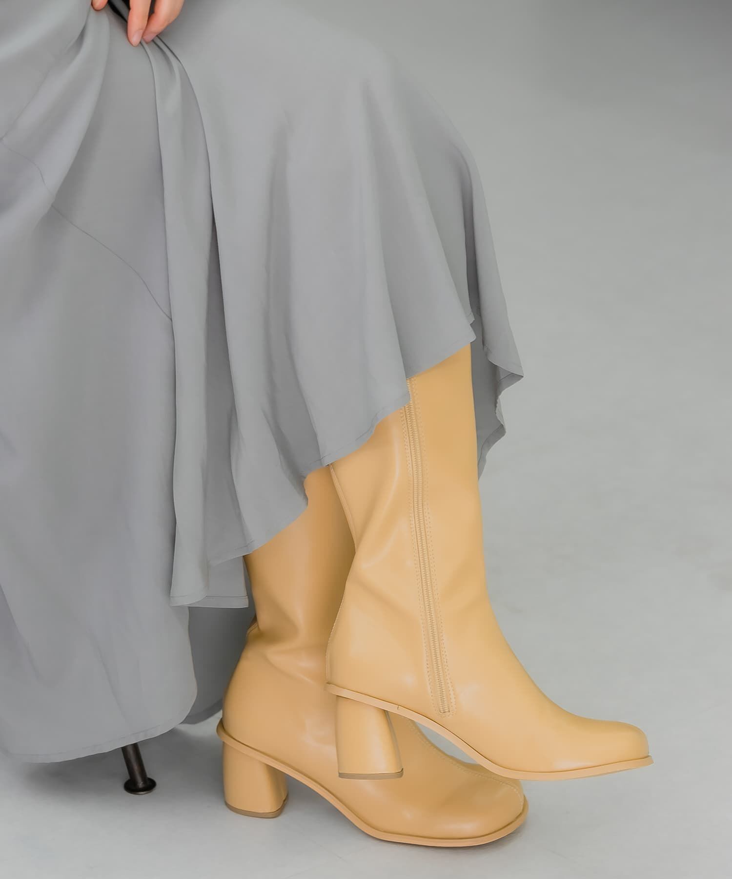  「フェイクレザーロングブーツ」|ショートブーツ|