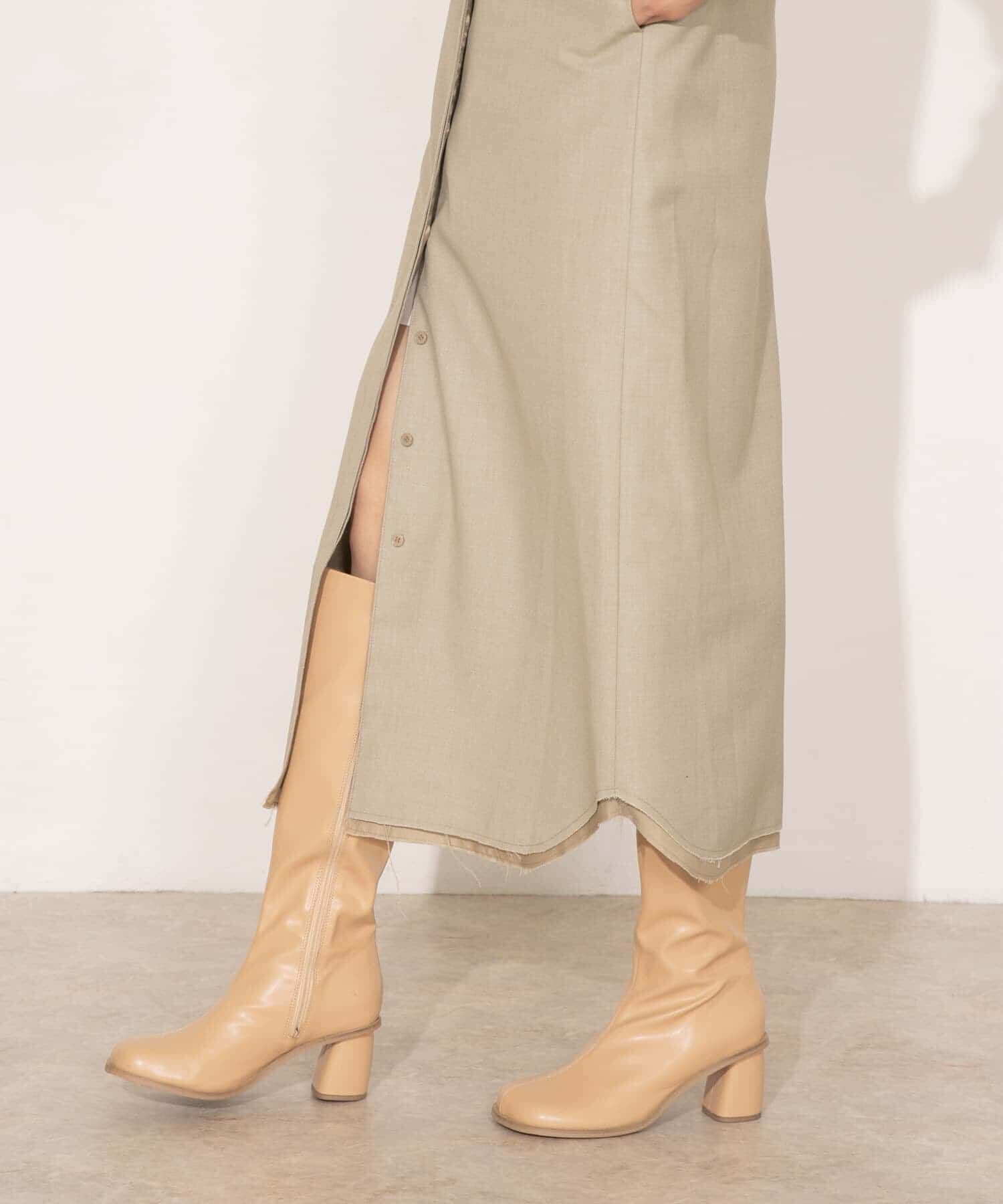  「フェイクレザーロングブーツ」|ショートブーツ|