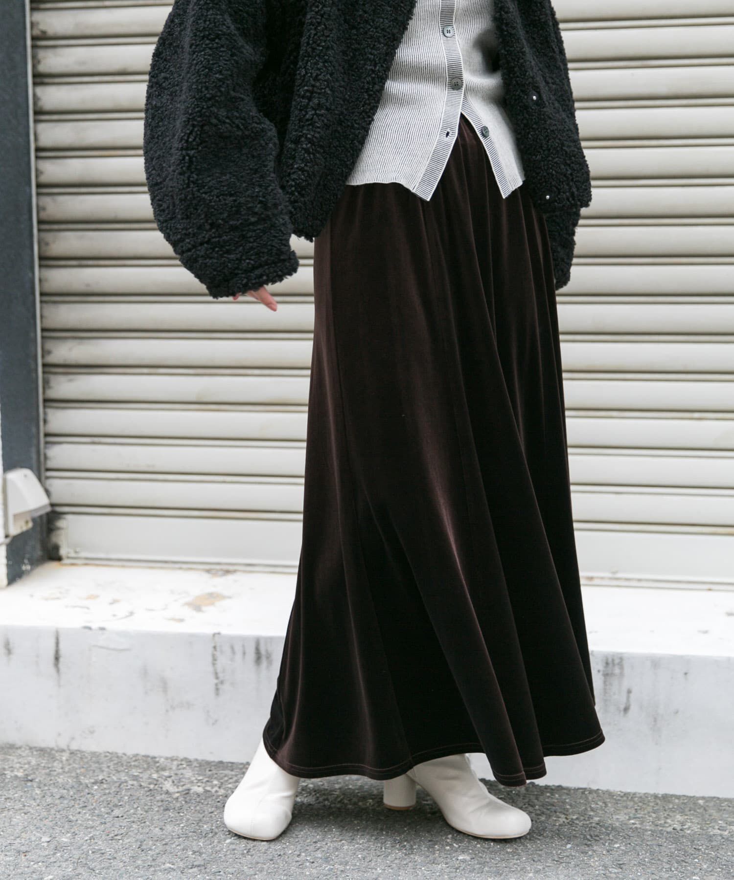  「セミフレアベロアスカート」|スカート|