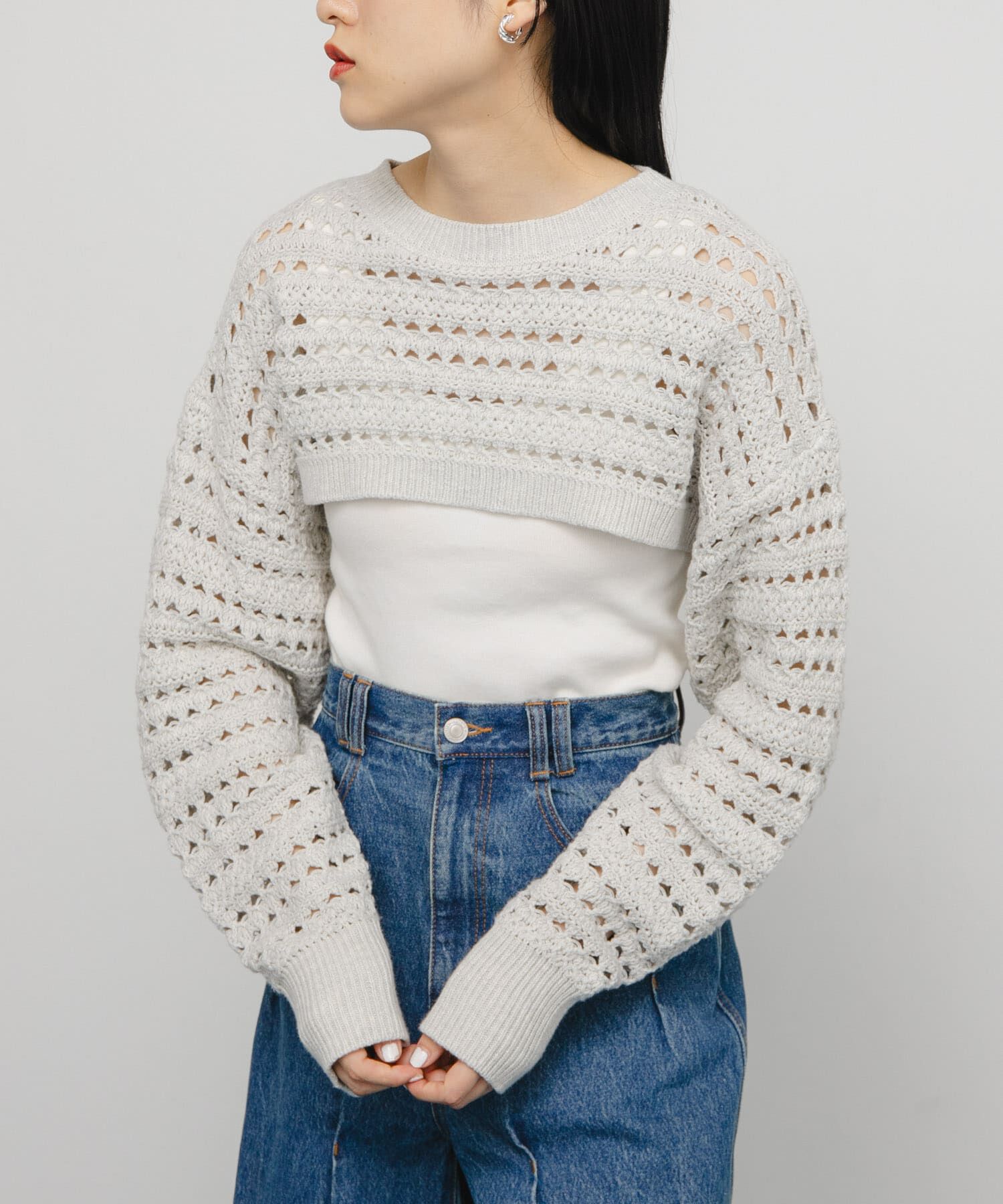  「透かし編みニットボレロ」|ニット・セーター|