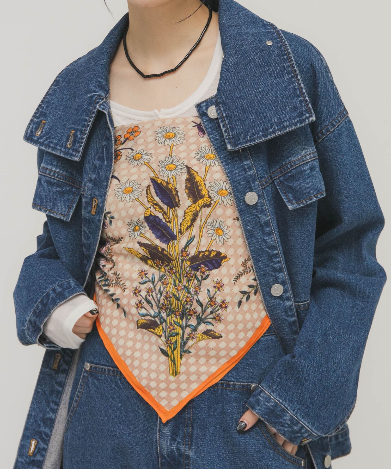  「ヴィンテージフラワースカーフ」|バンダナ・スカーフ|オレンジ