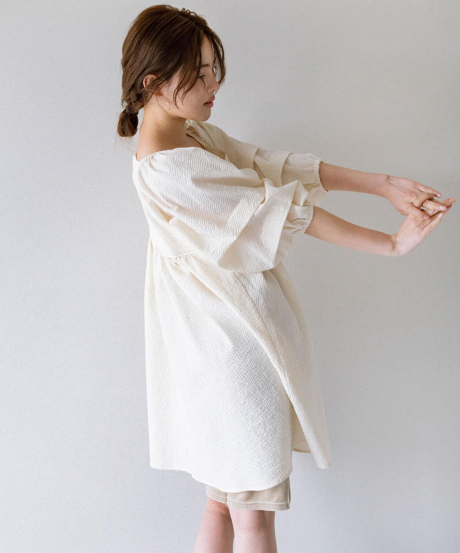  「タックスリーブミニワンピース」|その他|