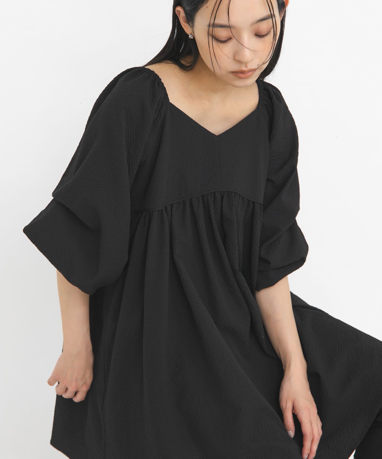  「タックスリーブミニワンピース」|その他|