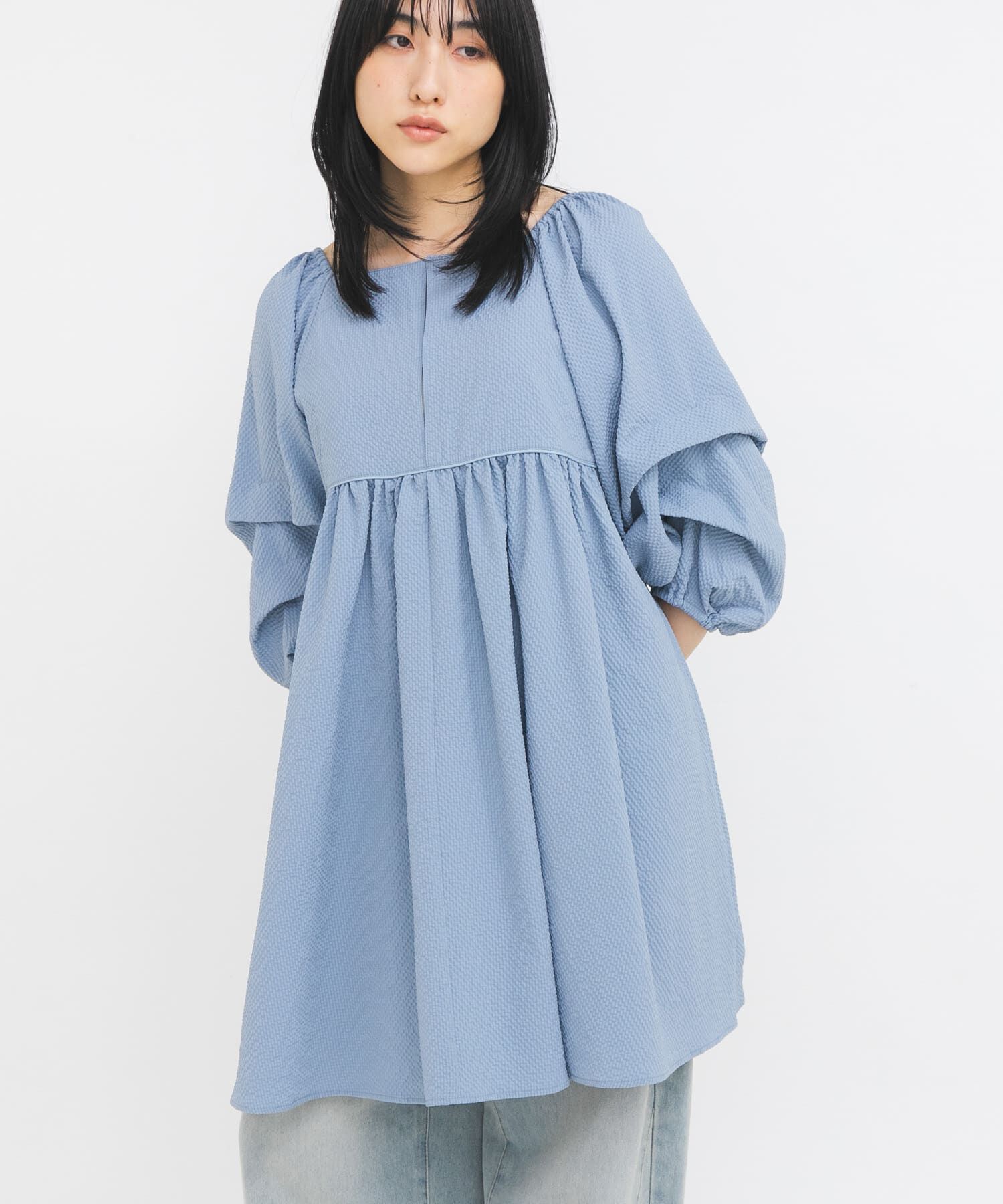  「タックスリーブミニワンピース」|その他|