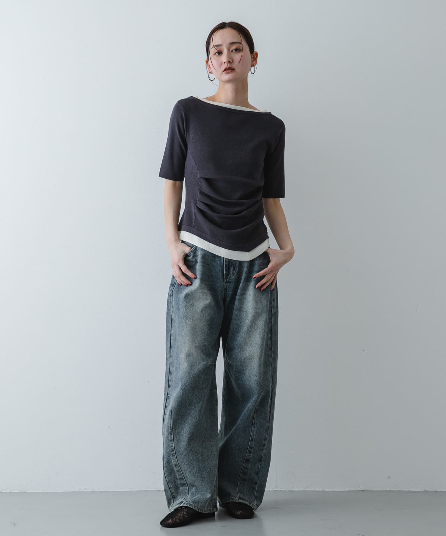 SENSE OF PLACE by URBAN RESEARCH「『洗濯可』レイヤードアシメセーター」|ニット・セーター|