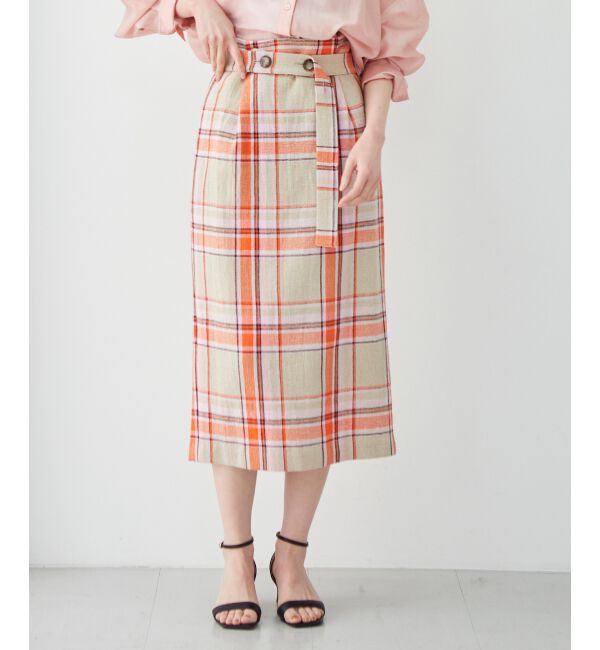 le.coeur blanc「MANTECO チェックハイウエストスカート」|タイト|