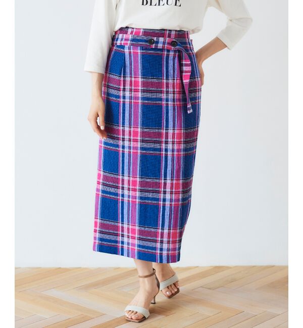 le.coeur blanc「MANTECO チェックハイウエストスカート」|タイト|