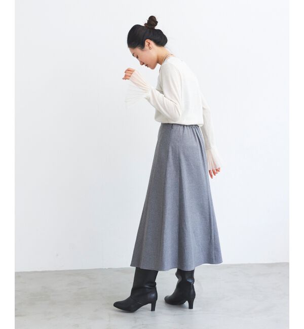 le.coeur blanc「《手洗い可能》カシミヤタッチフレアスカート」|フレア|