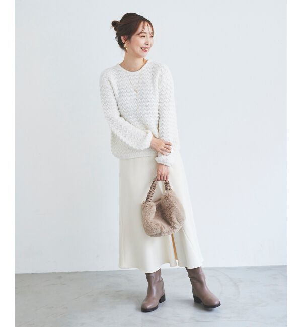le.coeur blanc「《手洗い可能》カシミヤタッチフレアスカート」|フレア|