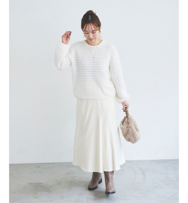 le.coeur blanc「《手洗い可能》カシミヤタッチフレアスカート」|フレア|