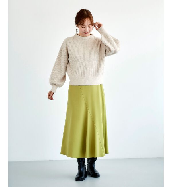 le.coeur blanc「《手洗い可能》カシミヤタッチフレアスカート」|フレア|