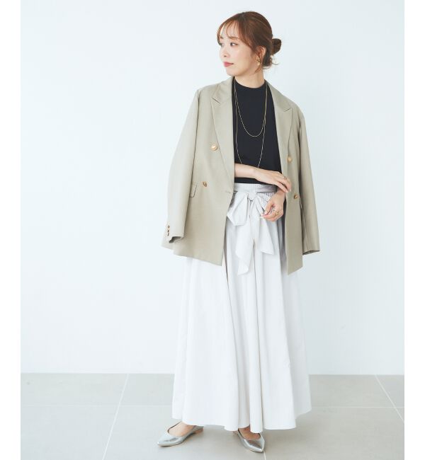 le.coeur blanc「ウエストリボンボリュームロングスカート」|スカート|