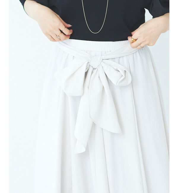 le.coeur blanc「ウエストリボンボリュームロングスカート」|スカート|
