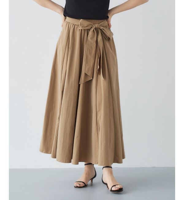 le.coeur blanc「ウエストリボンボリュームロングスカート」|スカート|ベージュ
