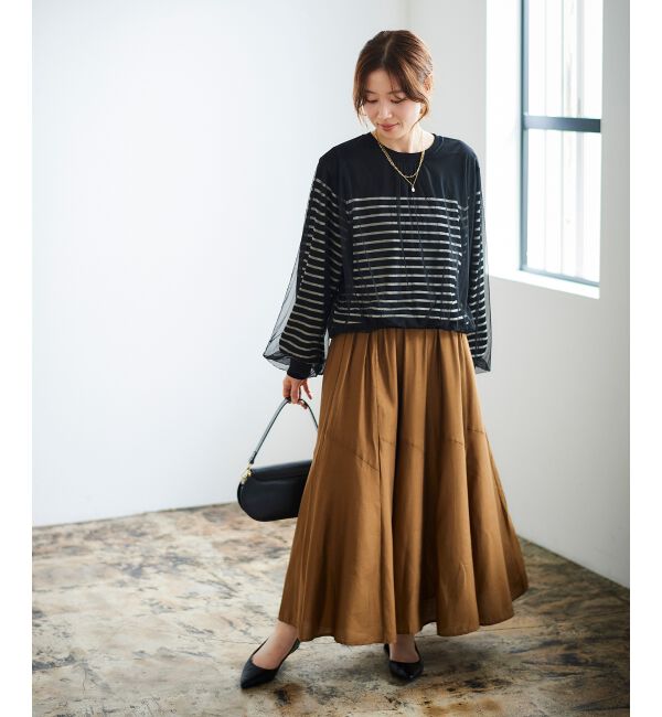 le.coeur blanc「《手洗い可能》シルキーローンギャザースカート」|スカート|