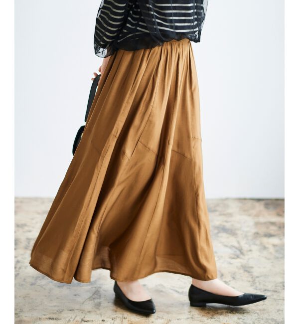 le.coeur blanc「《手洗い可能》シルキーローンギャザースカート」|スカート|