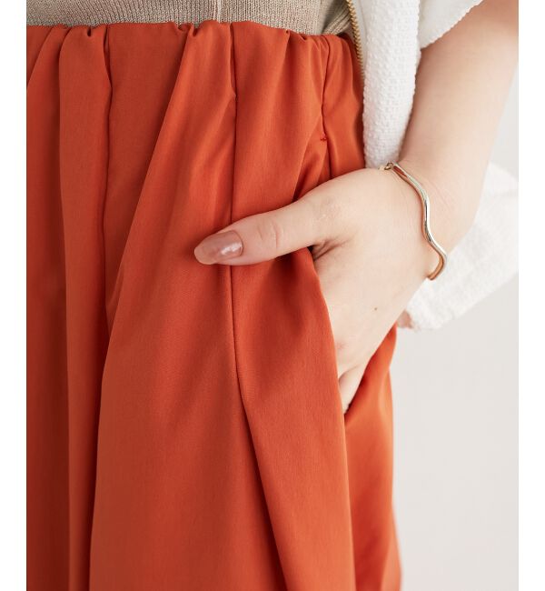  「《接触冷感》ナイロンストレッチタックギャザースカート」|スカート|