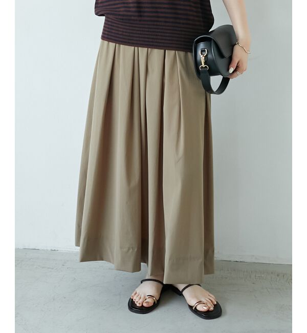  「《接触冷感》ナイロンストレッチタックギャザースカート」|スカート|