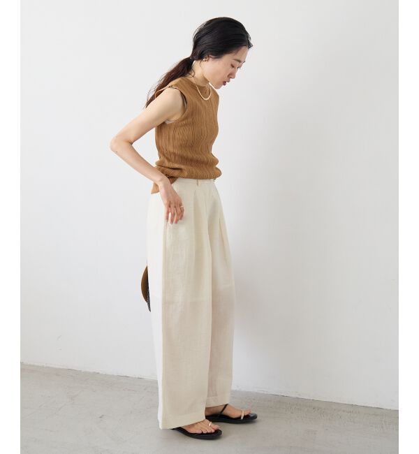  「vaneumリネンブレンドタックワイドパンツ」|その他|
