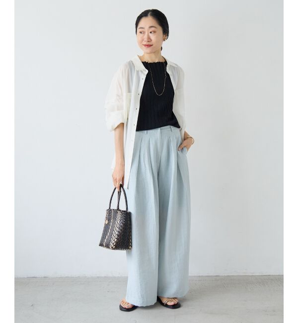  「vaneumリネンブレンドタックワイドパンツ」|その他|