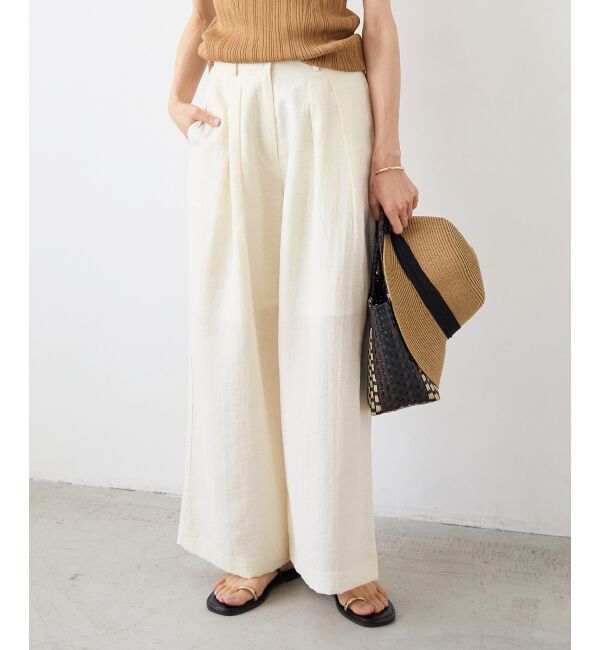  「vaneumリネンブレンドタックワイドパンツ」|その他|