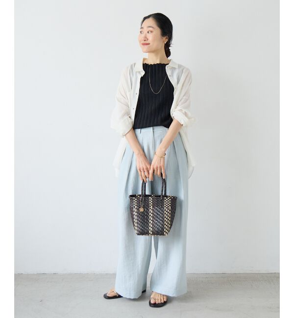  「vaneumリネンブレンドタックワイドパンツ」|その他|