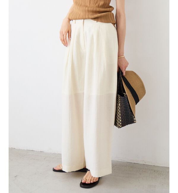  「vaneumリネンブレンドタックワイドパンツ」|その他|