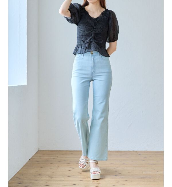 MAJESTICLEGON「美脚フレアデニムパンツ」|デニム|