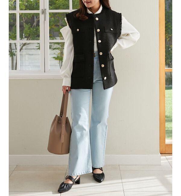 MAJESTICLEGON「美脚フレアデニムパンツ」|デニム|